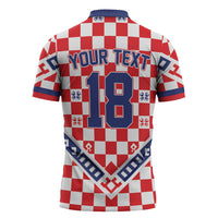 Custom World Football Croatia Zipper Polo Shirt Fearless Red Check Power