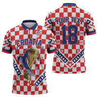Custom World Football Croatia Zipper Polo Shirt Fearless Red Check Power
