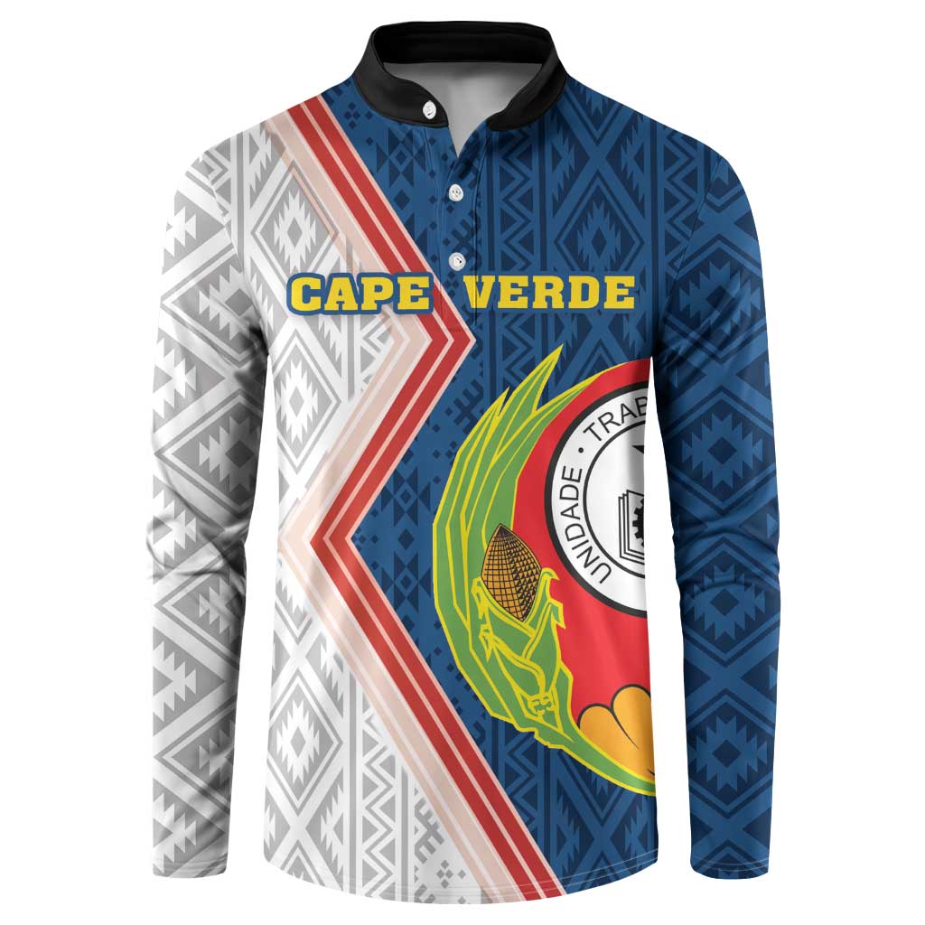 Cape Verde Button Sweatshirt Verde Coat Of Arms And Pattern - Wonder Print Shop