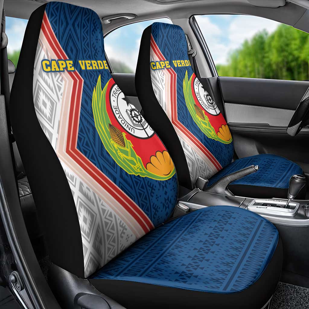 Cape Verde Car Seat Cover Verde Coat Of Arms And Pattern - Wonder Print Shop