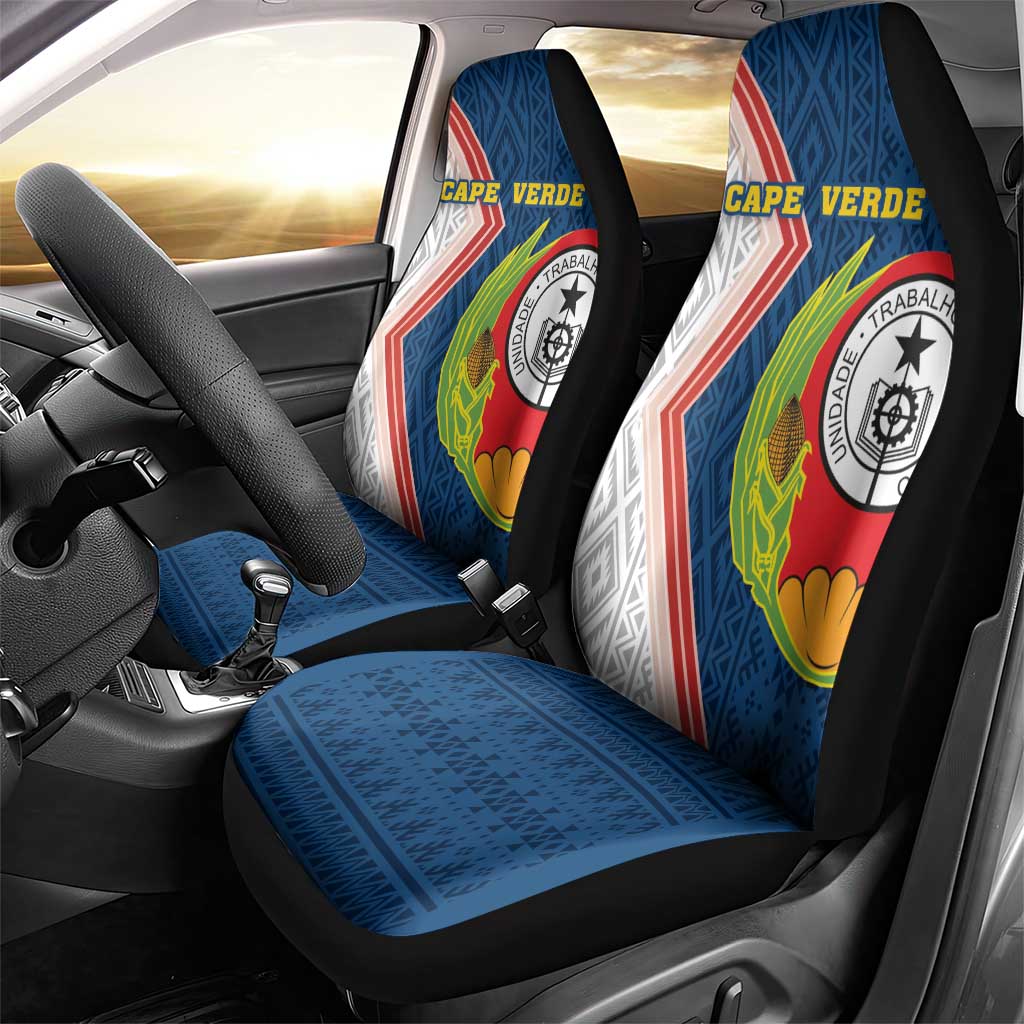Cape Verde Car Seat Cover Verde Coat Of Arms And Pattern - Wonder Print Shop