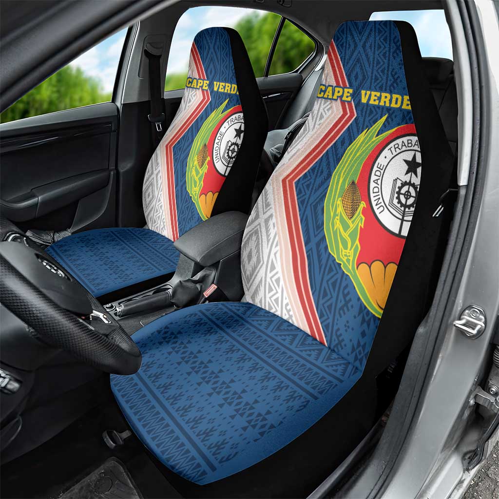 Cape Verde Car Seat Cover Verde Coat Of Arms And Pattern - Wonder Print Shop