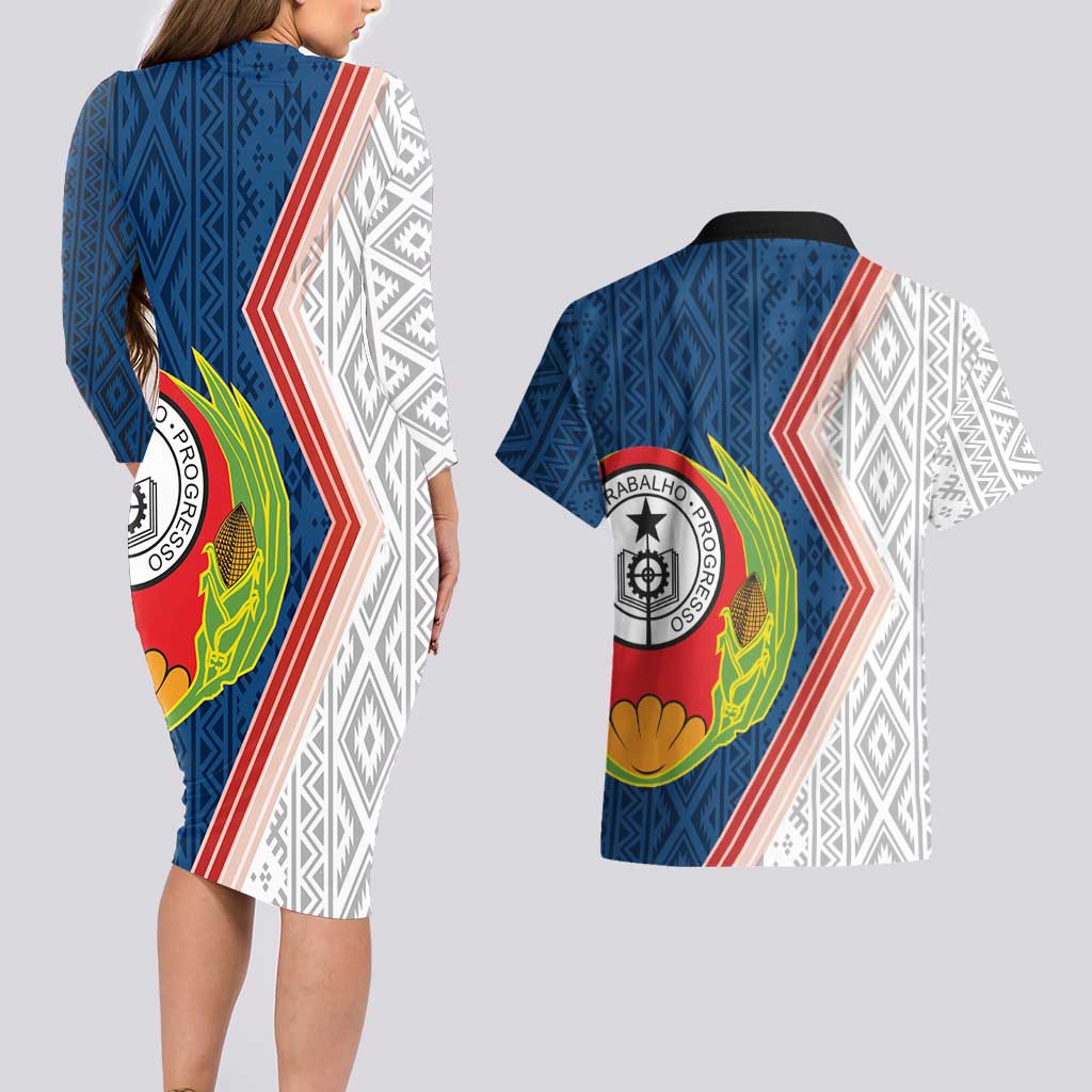 Cape Verde Couples Matching Long Sleeve Bodycon Dress and Hawaiian Shirt Verde Coat Of Arms And Pattern - Wonder Print Shop