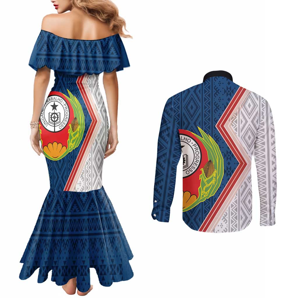 Cape Verde Couples Matching Mermaid Dress and Long Sleeve Button Shirt Verde Coat Of Arms And Pattern