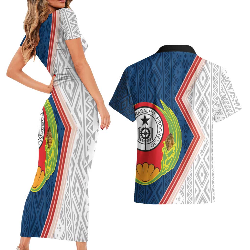 Cape Verde Couples Matching Short Sleeve Bodycon Dress and Hawaiian Shirt Verde Coat Of Arms And Pattern - Wonder Print Shop