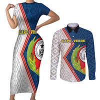 Cape Verde Couples Matching Short Sleeve Bodycon Dress and Long Sleeve Button Shirt Verde Coat Of Arms And Pattern - Wonder Print Shop