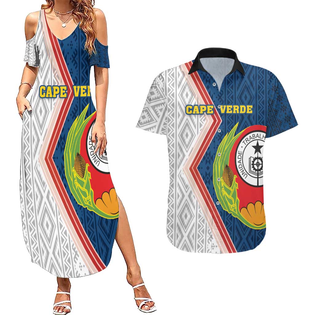 Cape Verde Couples Matching Summer Maxi Dress and Hawaiian Shirt Verde Coat Of Arms And Pattern - Wonder Print Shop