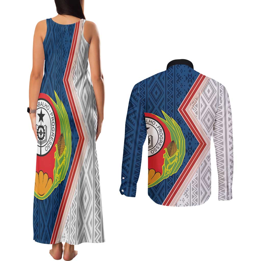Cape Verde Couples Matching Tank Maxi Dress and Long Sleeve Button Shirt Verde Coat Of Arms And Pattern - Wonder Print Shop