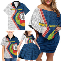 Cape Verde Family Matching Off Shoulder Short Dress and Hawaiian Shirt Verde Coat Of Arms And Pattern - Wonder Print Shop