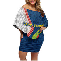 Cape Verde Family Matching Off Shoulder Short Dress and Hawaiian Shirt Verde Coat Of Arms And Pattern - Wonder Print Shop