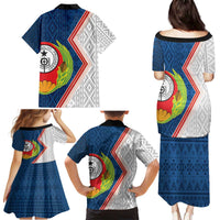 Cape Verde Family Matching Puletasi and Hawaiian Shirt Verde Coat Of Arms And Pattern - Wonder Print Shop