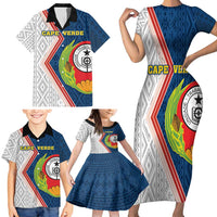 Cape Verde Family Matching Short Sleeve Bodycon Dress and Hawaiian Shirt Verde Coat Of Arms And Pattern - Wonder Print Shop