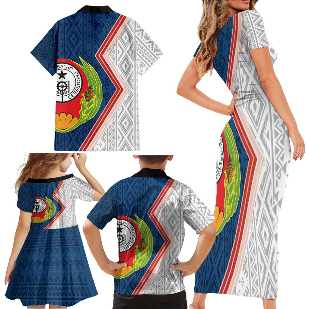 Cape Verde Family Matching Short Sleeve Bodycon Dress and Hawaiian Shirt Verde Coat Of Arms And Pattern - Wonder Print Shop