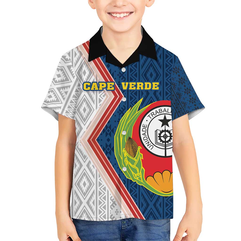 Cape Verde Kid Hawaiian Shirt Verde Coat Of Arms And Pattern - Wonder Print Shop