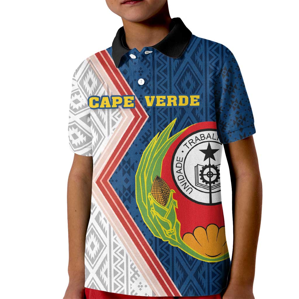 Cape Verde Kid Polo Shirt Verde Coat Of Arms And Pattern - Wonder Print Shop