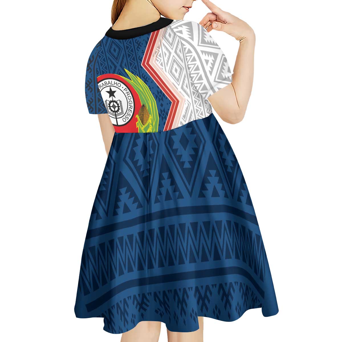 Cape Verde Kid Short Sleeve Dress Verde Coat Of Arms And Pattern - Wonder Print Shop