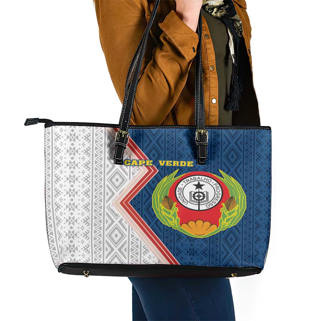 Cape Verde Leather Tote Bag Verde Coat Of Arms And Pattern - Wonder Print Shop
