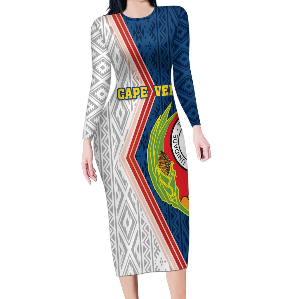 Cape Verde Long Sleeve Bodycon Dress Verde Coat Of Arms And Pattern - Wonder Print Shop