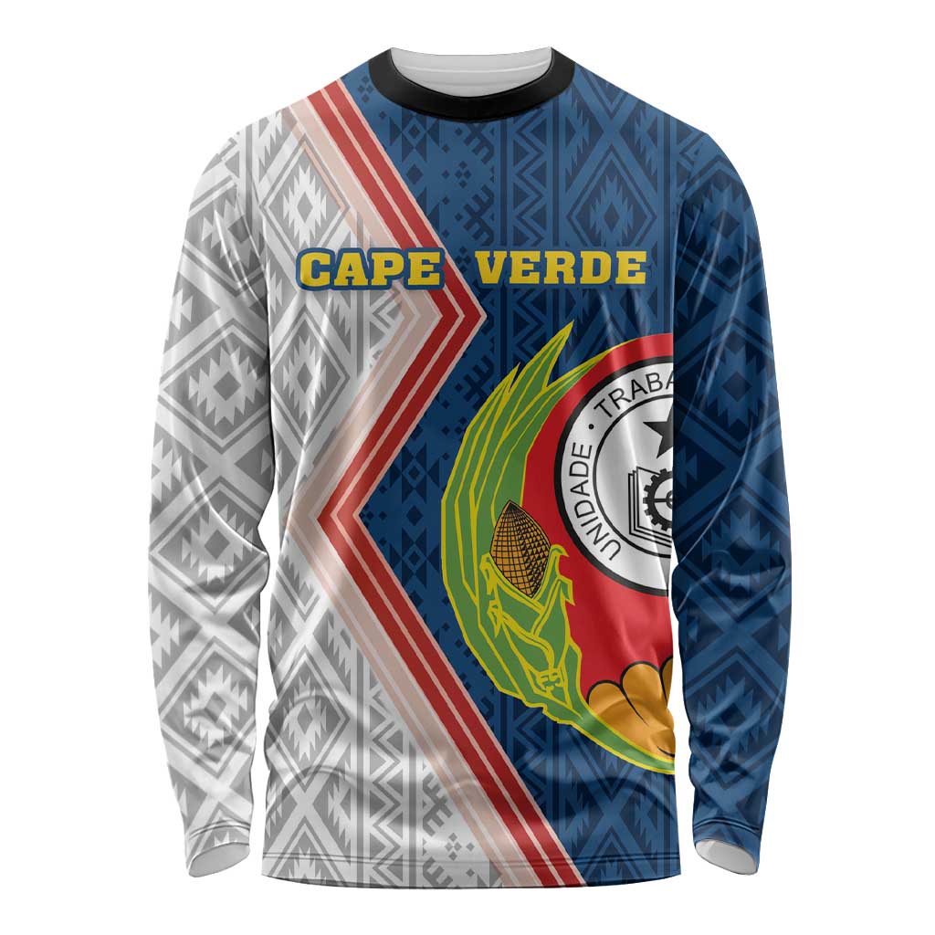 Cape Verde Long Sleeve Shirt Verde Coat Of Arms And Pattern - Wonder Print Shop