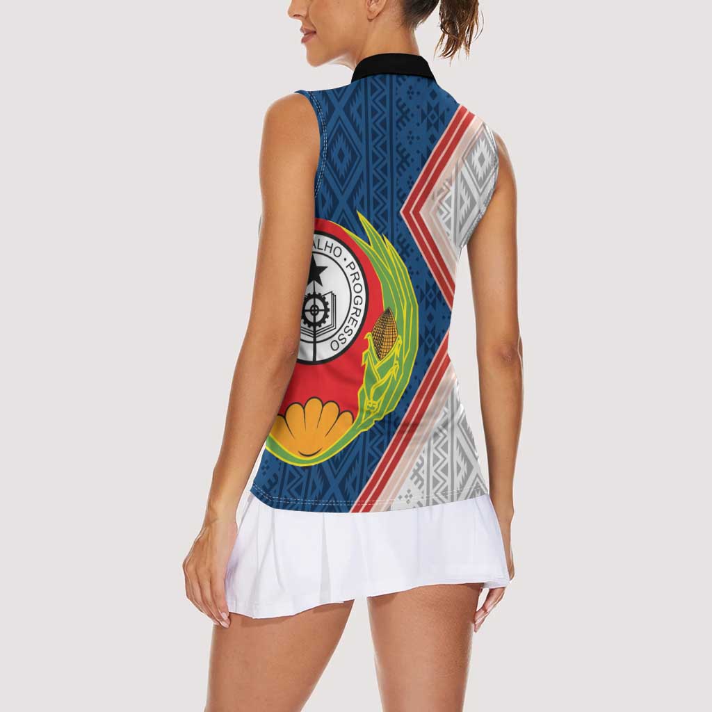 Cape Verde Women Sleeveless Polo Shirt Verde Coat Of Arms And Pattern - Wonder Print Shop