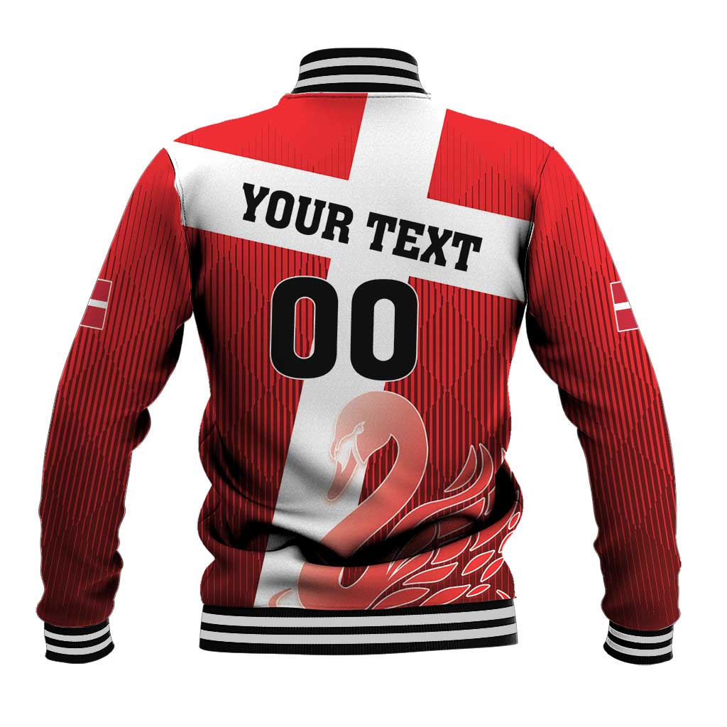 Custom Denmark Football Baseball Jacket Mute Swan - Wonder Print Shop