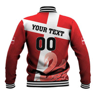 Custom Denmark Football Baseball Jacket Mute Swan - Wonder Print Shop