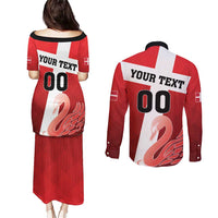 Custom Denmark Football Couples Matching Puletasi and Long Sleeve Button Shirt Mute Swan - Wonder Print Shop