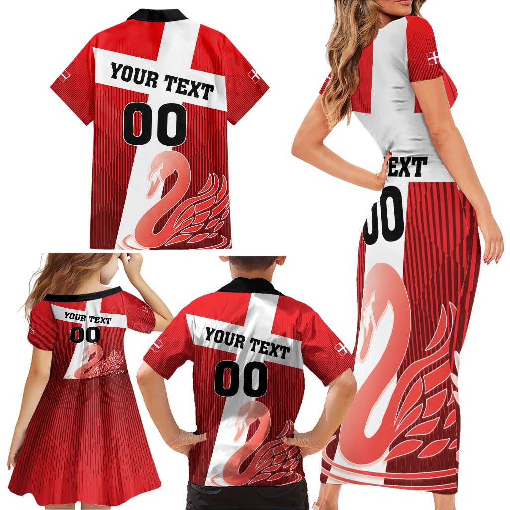 Custom Denmark Football Family Matching Short Sleeve Bodycon Dress and Hawaiian Shirt Mute Swan - Wonder Print Shop