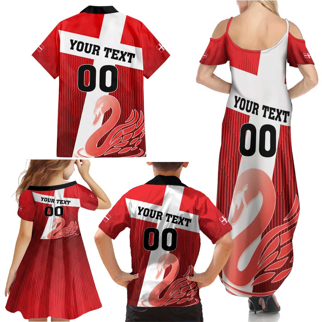 Custom Denmark Football Family Matching Summer Maxi Dress and Hawaiian Shirt Mute Swan - Wonder Print Shop