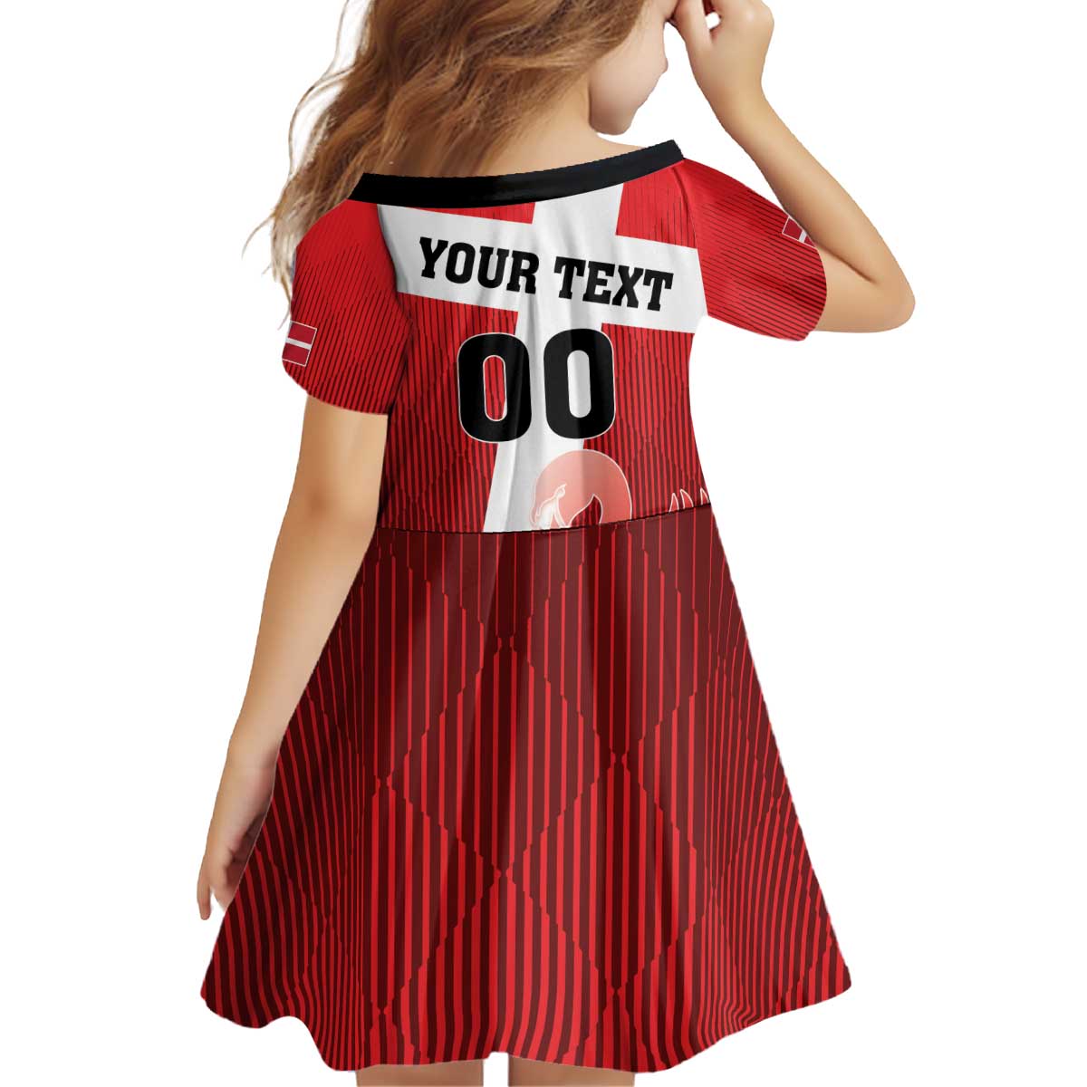 Custom Denmark Football Kid Short Sleeve Dress Mute Swan - Wonder Print Shop