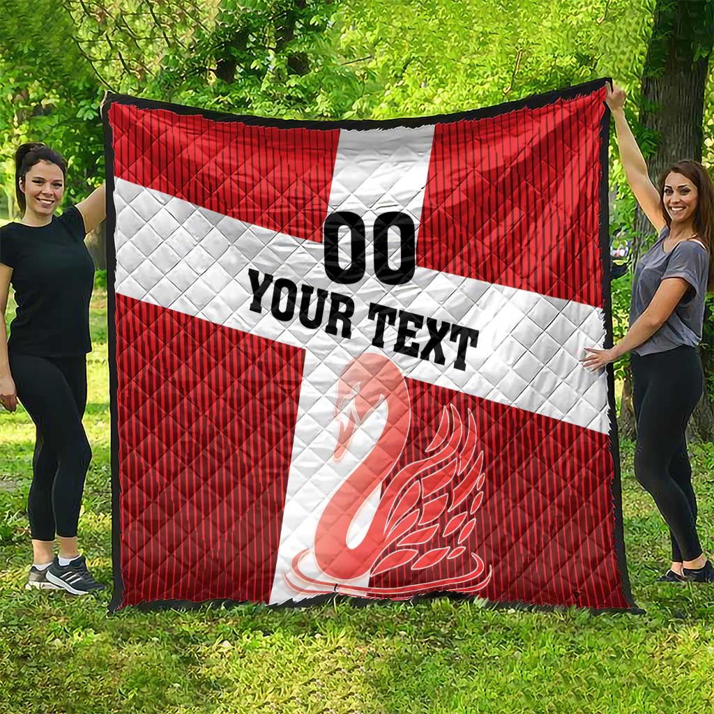 Custom Denmark Football Quilt Mute Swan - Wonder Print Shop