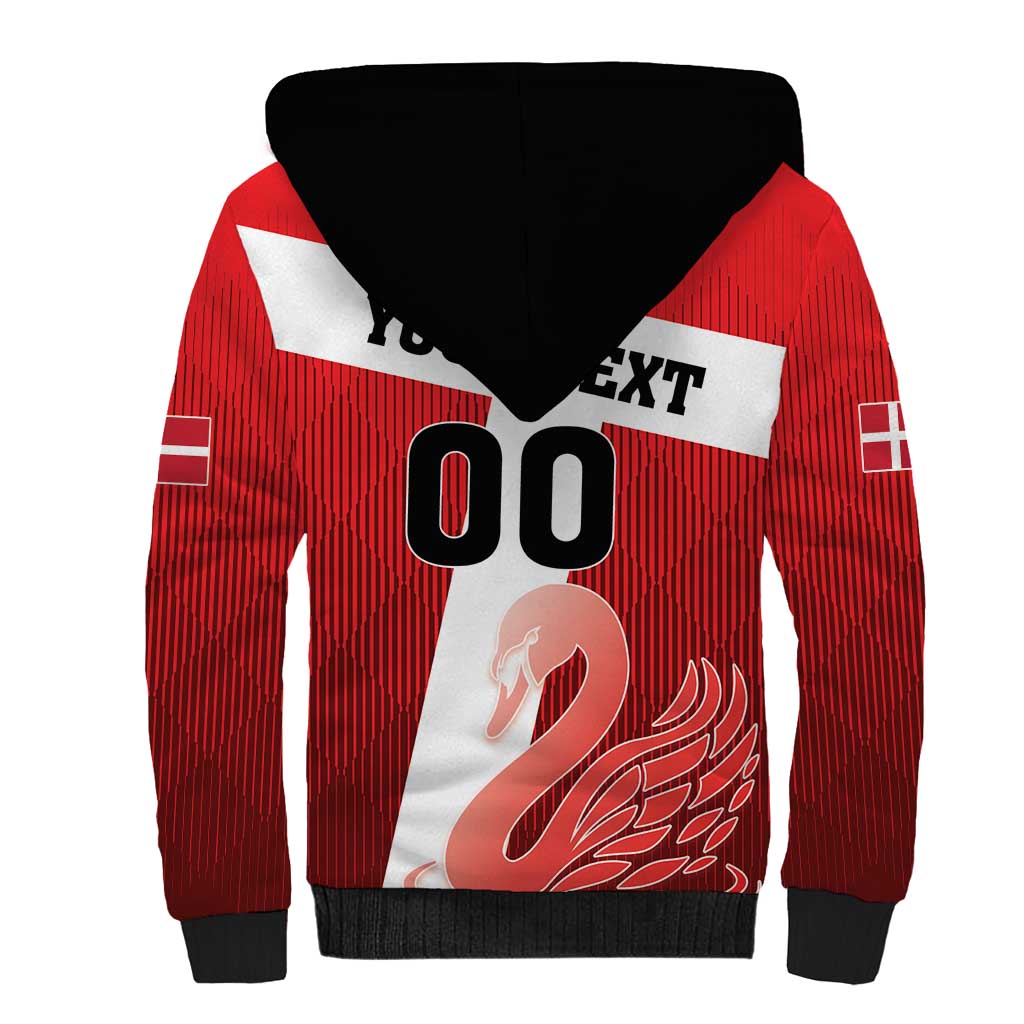 Custom Denmark Football Sherpa Hoodie Mute Swan - Wonder Print Shop