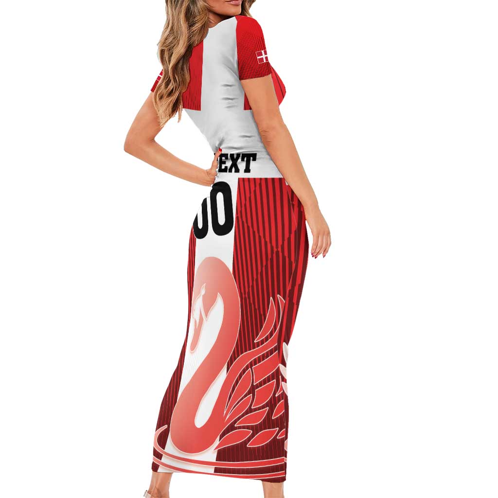 Custom Denmark Football Short Sleeve Bodycon Dress Mute Swan - Wonder Print Shop