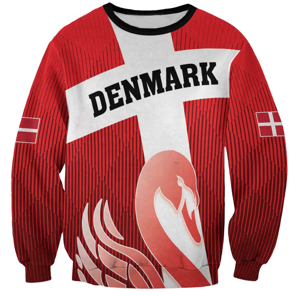 Custom Denmark Football Sweatshirt Mute Swan - Wonder Print Shop