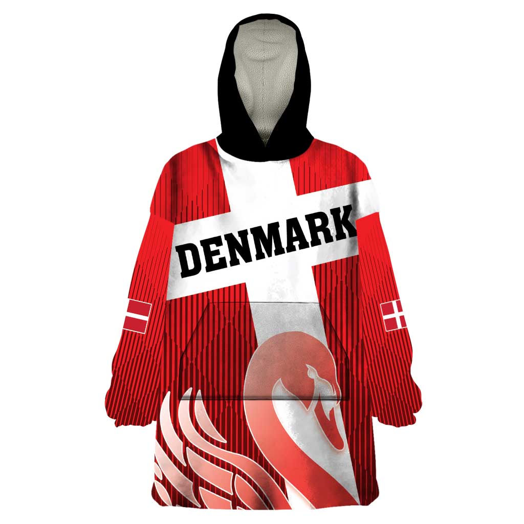 Custom Denmark Football Wearable Blanket Hoodie Mute Swan - Wonder Print Shop