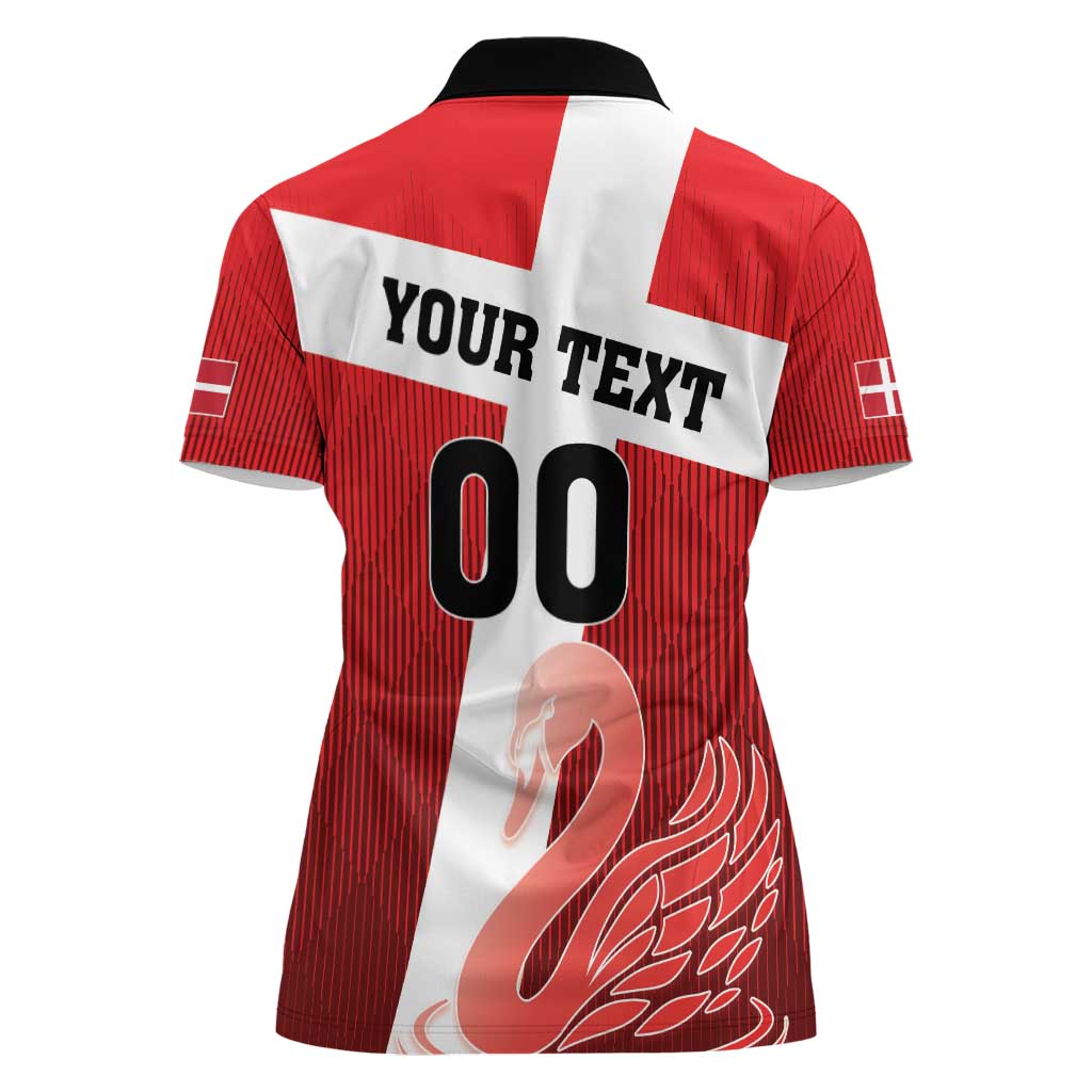Custom Denmark Football Women Polo Shirt Mute Swan - Wonder Print Shop