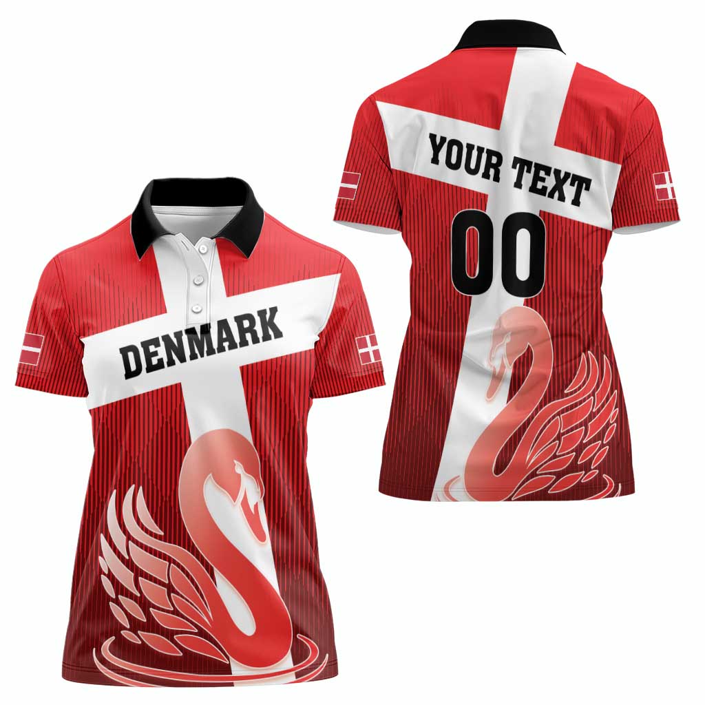 Custom Denmark Football Women Polo Shirt Mute Swan - Wonder Print Shop