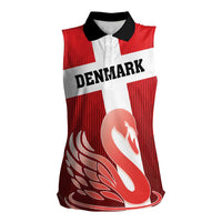 Custom Denmark Football Women Sleeveless Polo Shirt Mute Swan - Wonder Print Shop