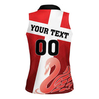 Custom Denmark Football Women Sleeveless Polo Shirt Mute Swan - Wonder Print Shop