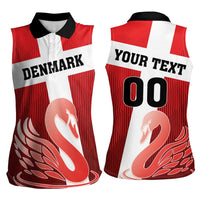Custom Denmark Football Women Sleeveless Polo Shirt Mute Swan - Wonder Print Shop
