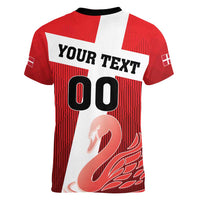Custom Denmark Football Women V-Neck T-Shirt Mute Swan - Wonder Print Shop