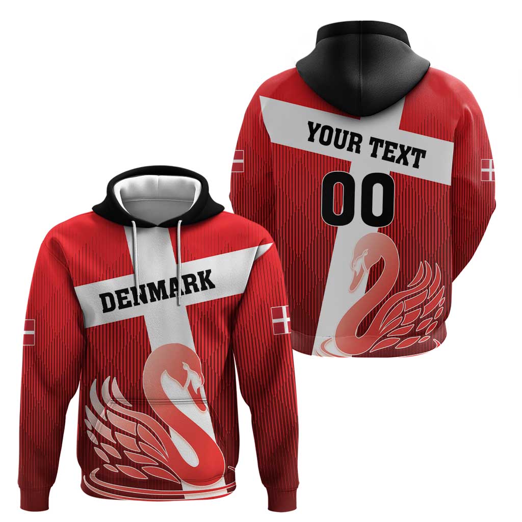 Custom Denmark Football Zip Hoodie Mute Swan - Wonder Print Shop