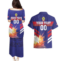 Custom Denmark Football Couples Matching Puletasi and Hawaiian Shirt Come On Danish Dynamite - Wonder Print Shop