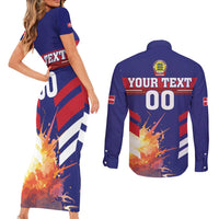 Custom Denmark Football Couples Matching Short Sleeve Bodycon Dress and Long Sleeve Button Shirt Come On Danish Dynamite - Wonder Print Shop