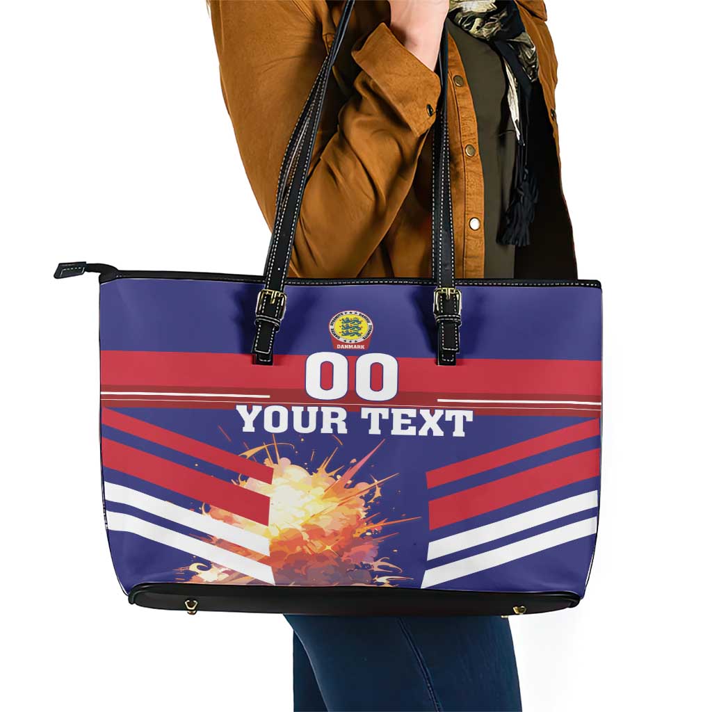 Custom Denmark Football Leather Tote Bag Come On Danish Dynamite - Wonder Print Shop