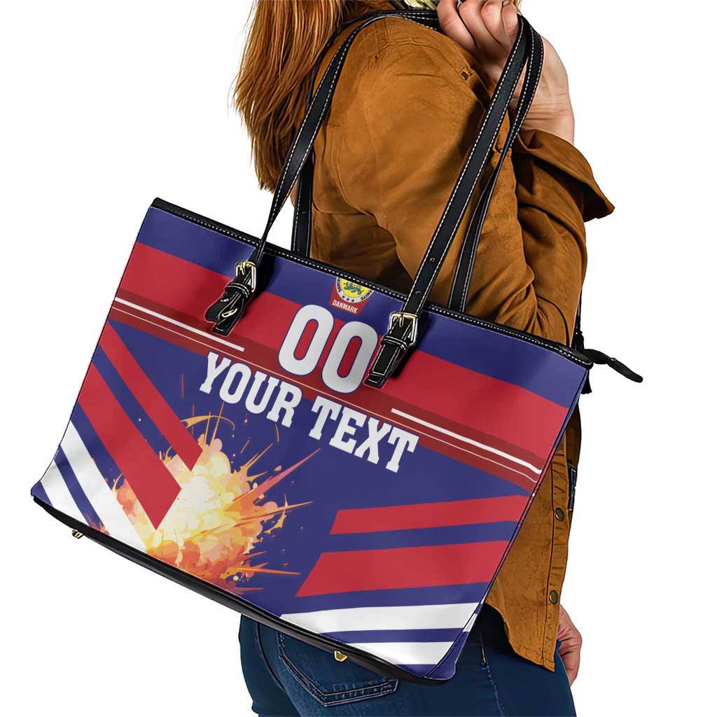 Custom Denmark Football Leather Tote Bag Come On Danish Dynamite - Wonder Print Shop