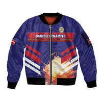 Custom Denmark Football Sleeve Zip Bomber Jacket Come On Danish Dynamite - Wonder Print Shop