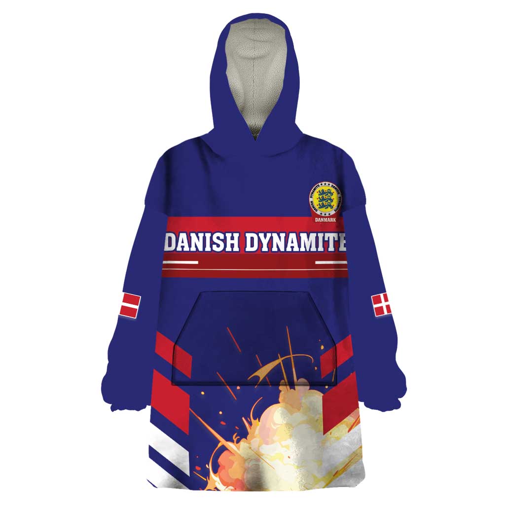 Custom Denmark Football Wearable Blanket Hoodie Come On Danish Dynamite - Wonder Print Shop