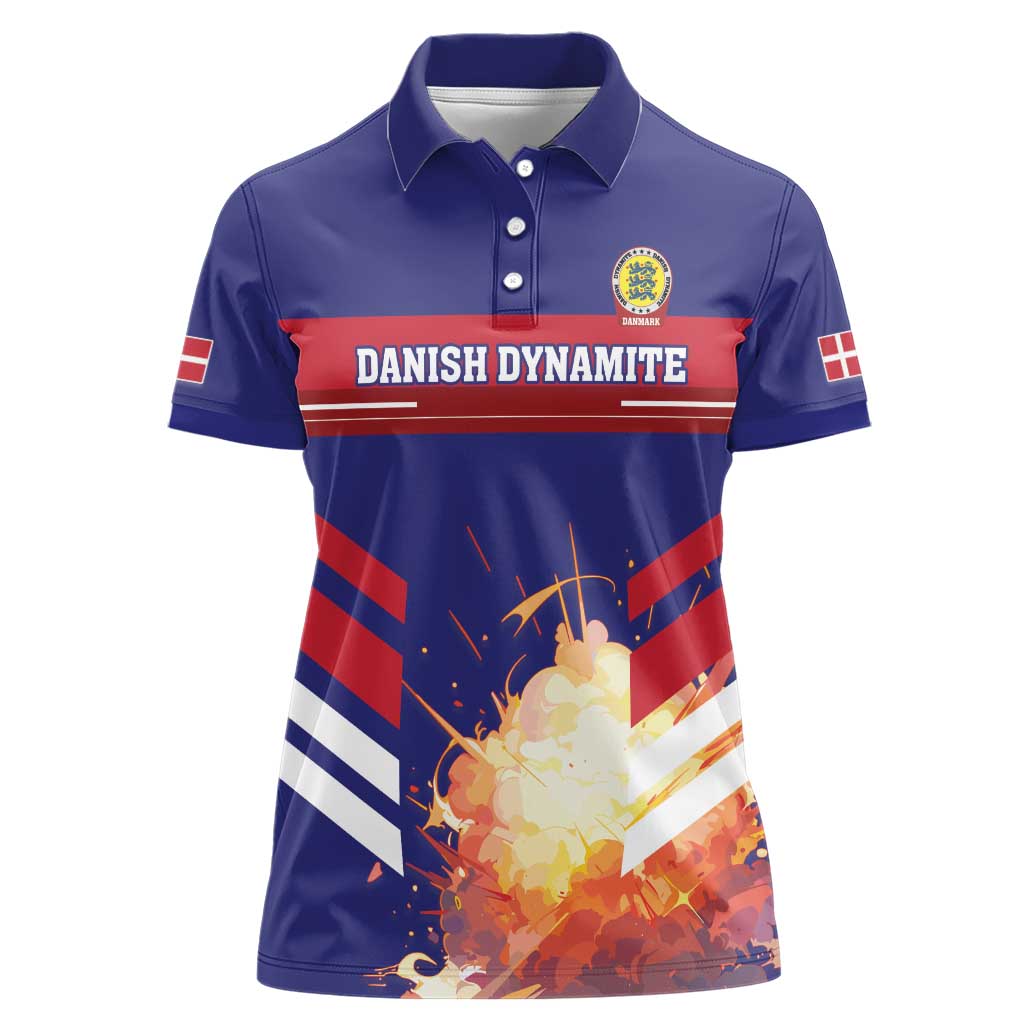 Custom Denmark Football Women Polo Shirt Come On Danish Dynamite - Wonder Print Shop
