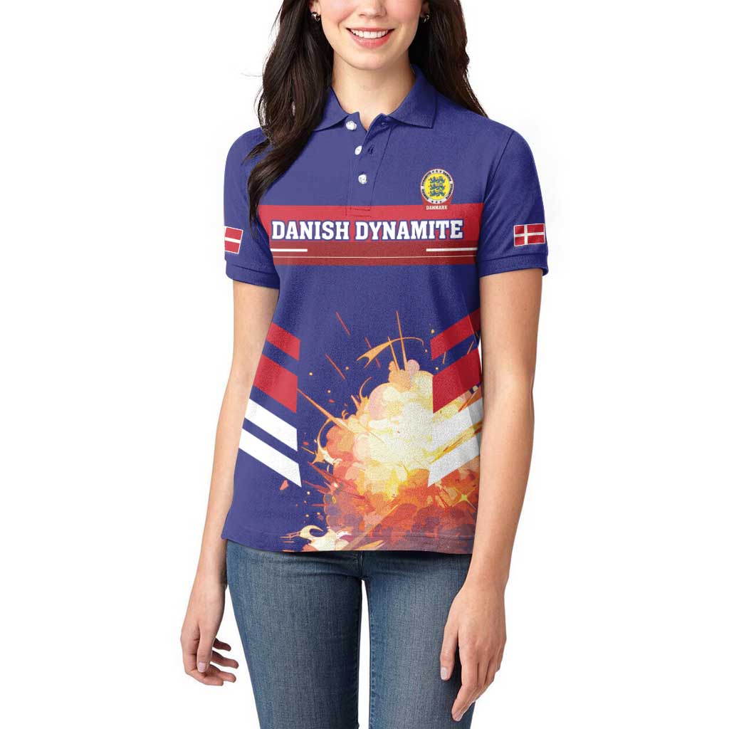 Custom Denmark Football Women Polo Shirt Come On Danish Dynamite - Wonder Print Shop